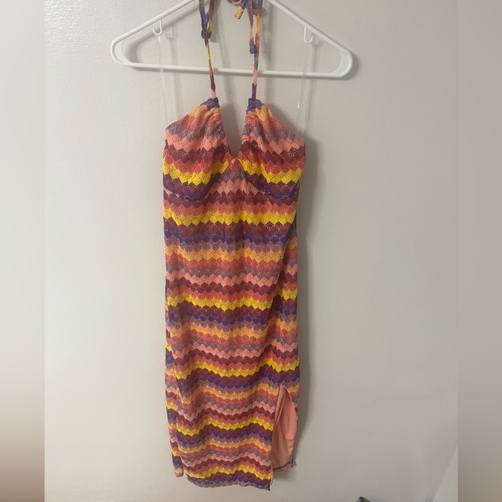 WILD FABLE Women's Crochet Halter Slip Dress - Picture 3 of 8